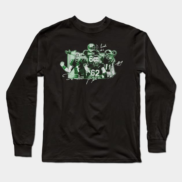 Jalen Hurts, A.J. Brown, Devonta Smith & Jason Kelce Philly Star Collage Long Sleeve T-Shirt by stevenmsparks